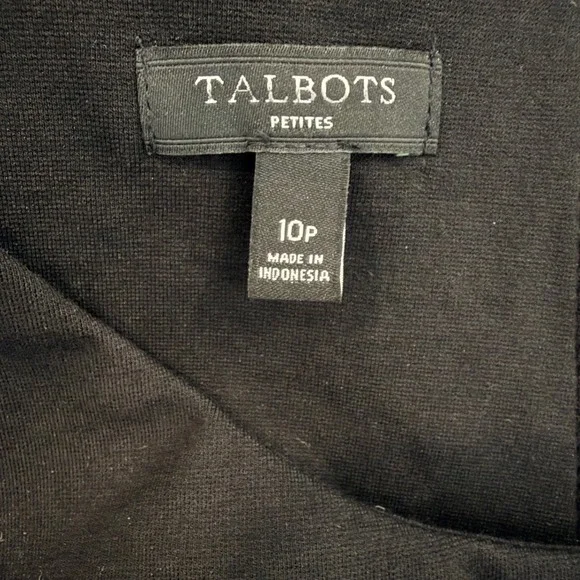 Talbots Petites Black Sleeveless Front Slit Sheath Dress 10P Round Neck Zip Back - Picture 2 of 11